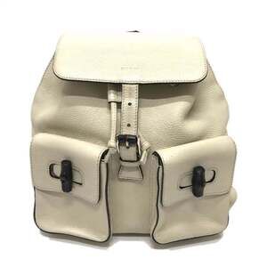 GUCCI Authentic White Leather Bamboo Backpack